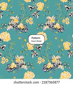 Seamless Floral Pattern in vector.Vector seamless pattern collection.Wild flowers, leaves, branches, candies repeat pattern design set.seamless floral pattern.Handmade. Wallpaper, fabric or design of 