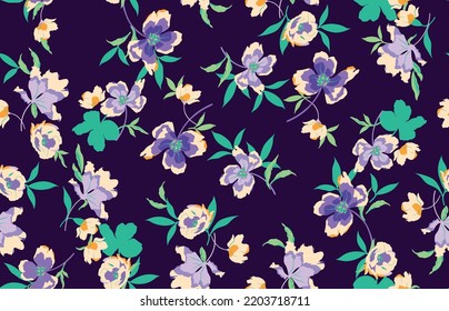 Seamless Floral Pattern in vector.Vector seamless pattern collection.Wild flowers, leaves, branches, candies repeat pattern design set.seamless floral pattern.Handmade. Wallpaper, fabric or design of