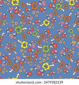 Seamless Floral Pattern in vector.Vector seamless pattern collection.Wild flowers, leaves, branches, candies repeat pattern design set.seamless floral pattern.Handmade. Wallpaper, fabric or design of