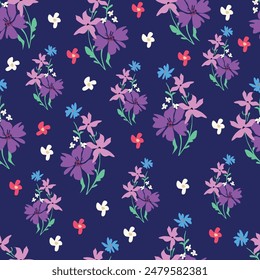 Seamless Floral Pattern in vector.Vector seamless pattern collection.Wild flowers, leaves, branches, candies repeat pattern design set.seamless floral pattern.Handmade. Wallpaper, fabric or design of