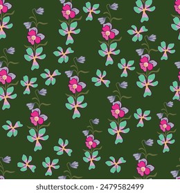 Seamless Floral Pattern in vector.Vector seamless pattern collection.Wild flowers, leaves, branches, candies repeat pattern design set.seamless floral pattern.Handmade. Wallpaper, fabric or design of
