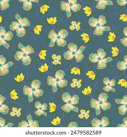 Seamless Floral Pattern in vector.Vector seamless pattern collection.Wild flowers, leaves, branches, candies repeat pattern design set.seamless floral pattern.Handmade. Wallpaper, fabric or design of