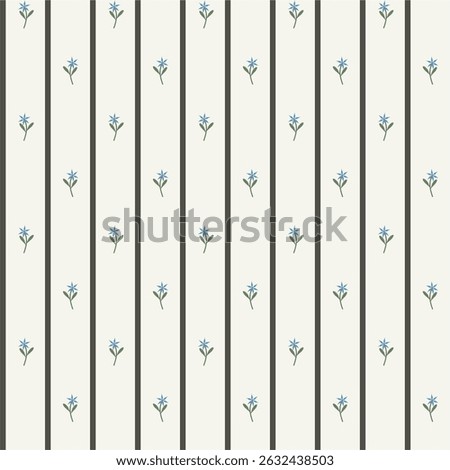 Seamless floral pattern with vertical stripes. Vector illustraition