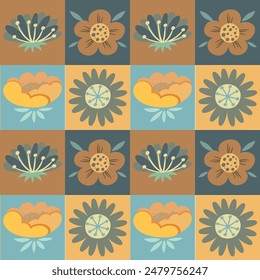 Seamless floral pattern with vibrant colors