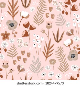 Seamless floral pattern in vinatge colors. Creative floral retro texture. Great for fabric, textile Vector Illustration