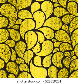 Seamless floral pattern, vintage background. Yellow and black