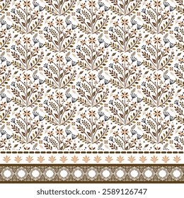 seamless floral pattern with vintage border elements for wedding and wrapping paper templates
