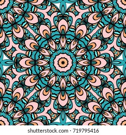 Seamless floral pattern. Vintage decorative elements. Hand drawn background. Perfect for printing on fabric or paper. vector illustration