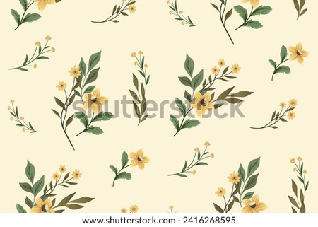 Seamless floral pattern, vintage flower print with watercolor wild flowers. Elegant botanical design: hand drawn flowers, leaves, herbs abstract on a light background. Vector wallpaper, textile.