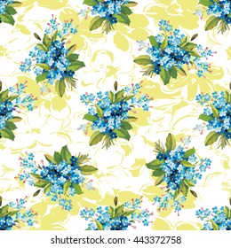 Seamless floral pattern with vintage flowers