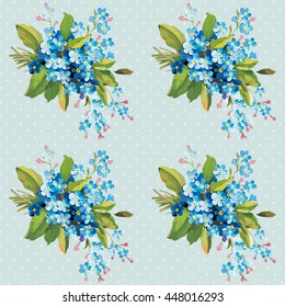 Seamless floral pattern with vintage flowers