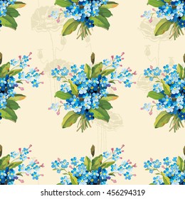 Seamless floral pattern with vintage flowers Vector Illustration EPS8