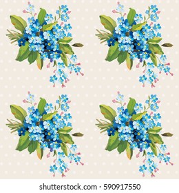 Seamless floral pattern with vintage flowers Vector Illustration EPS8