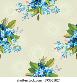 Seamless floral pattern with vintage flowers Vector Illustration EPS8