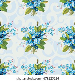 Seamless floral pattern with vintage flowers Vector Illustration EPS8