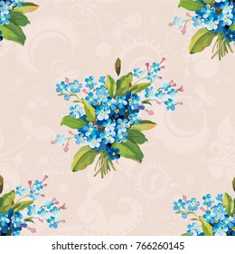 Seamless floral pattern with vintage flowers Vector Illustration EPS8