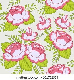 Seamless floral pattern with vintage rose flowers