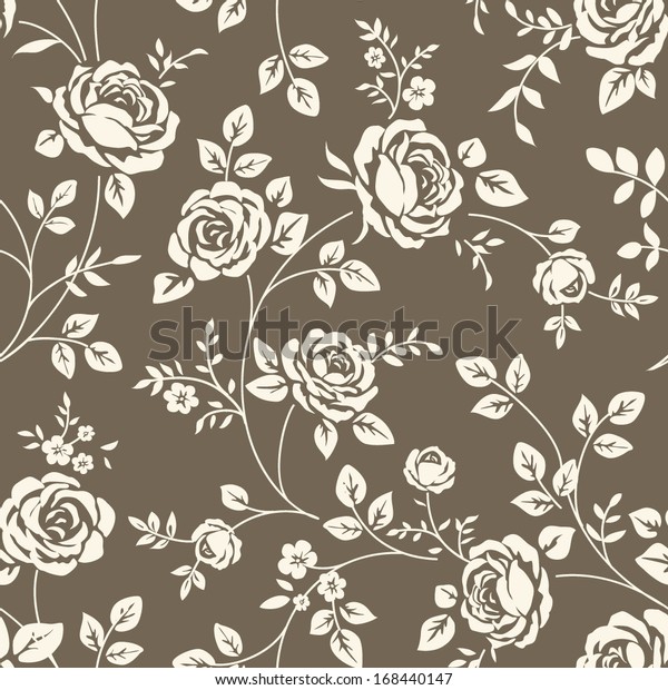 Seamless Floral Pattern Vintage Rose Silhouette Stock Vector (Royalty ...