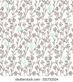 Seamless floral pattern with vintage simple flowers