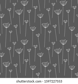 Seamless floral pattern in vintage style. Leaves and plants. Botanical illustration. Hand drawn vector pattern for card, poster, flyer, home decor, fabric and textile