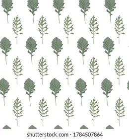 Seamless floral pattern in vintage style. Leaves and herbs. Botanical illustration. Design elements. White background.