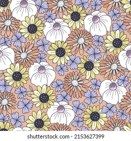 Nahtlose Blumenmuster im Vintage-Stil. Vektordesign für Papier, Deckel, Stoff, Innendekor und mehr.
