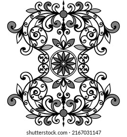 Seamless floral pattern in vintage style. Vertical element of decor on a white background.