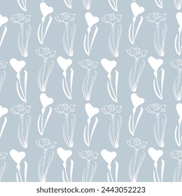 Patrón floral sin costuras en estilo vintage. Silueta de la flor del narciso en el fondo azul para el papel de envoltura, fondo, textiles. Colección de primavera y verano
