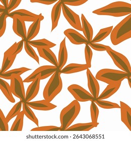 Seamless floral pattern, vintage style ditsy print with decorative flowers branches. Abstract composition of thin twigs with flowers and leaves on a red background. Vector illustration.
