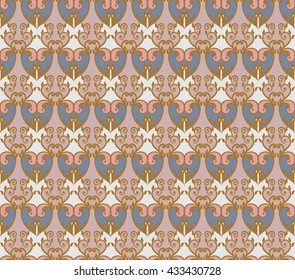 Seamless floral pattern in vintage style. Vector seamless pattern with repeating elements in vintage Oriental style.
