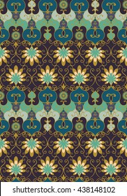 Seamless floral pattern in vintage style. Vector seamless pattern with repeating elements in vintage Oriental style.