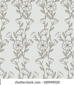 Seamless floral pattern with vintage stylized bindweed flower