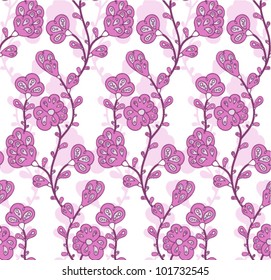 Seamless floral pattern with vintage stylized flowers