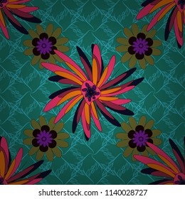 Seamless floral pattern. Vintage vector ornament in blue, black and brown tones. Use for wallpaper, printing on the packaging paper, textiles.