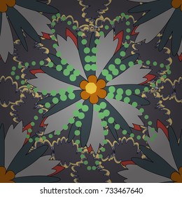 Seamless floral pattern. Vintage vector ornament in gray, green and yellow tones. Use for wallpaper, printing on the packaging paper, textiles.