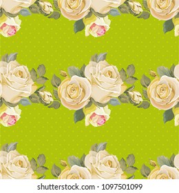 Patrón floral sin fisuras con rosas blancas vintage Ilustración vectorial