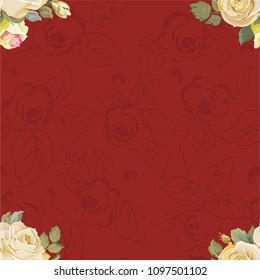 Seamless floral pattern with vintage white roses Vector Illustration