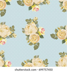 Seamless floral pattern with vintage white roses Vector Illustration EPS8