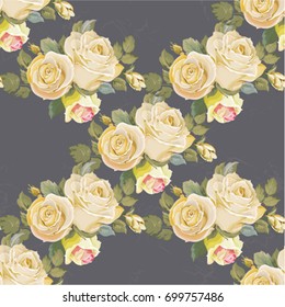 Seamless floral pattern with vintage white roses Vector Illustration EPS8