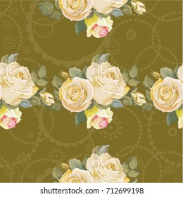 Seamless floral pattern with vintage white roses Vector Illustration EPS8