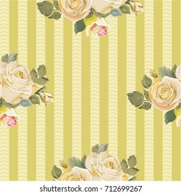 Patrón floral sin fisuras con rosas blancas vintage Vector Ilustración EPS8