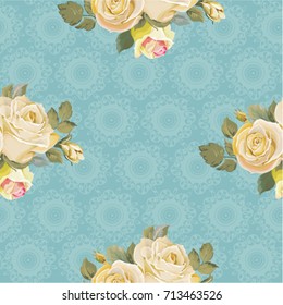 Seamless floral pattern with vintage white roses Vector Illustration EPS8