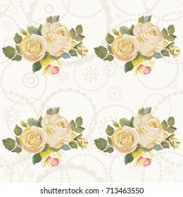 Seamless floral pattern with vintage white roses Vector Illustration EPS8