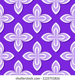 Seamless floral pattern. Violet and lilac 3d designs. Vector illustration