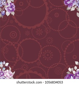Seamless floral pattern with violet roses Vector Illustration