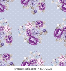 Seamless floral pattern with violet roses Vector Illustration EPS8