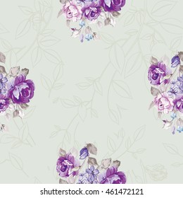 Seamless floral pattern with violet roses Vector Illustration EPS8