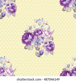 Seamless floral pattern with violet roses Vector Illustration EPS8
