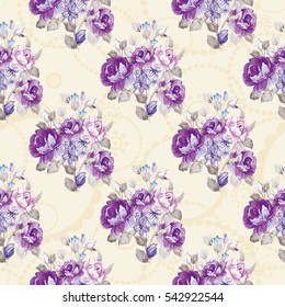 Seamless floral pattern with violet roses Vector Illustration EPS8
