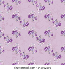 Seamless floral pattern with violet roses Vector Illustration EPS8
